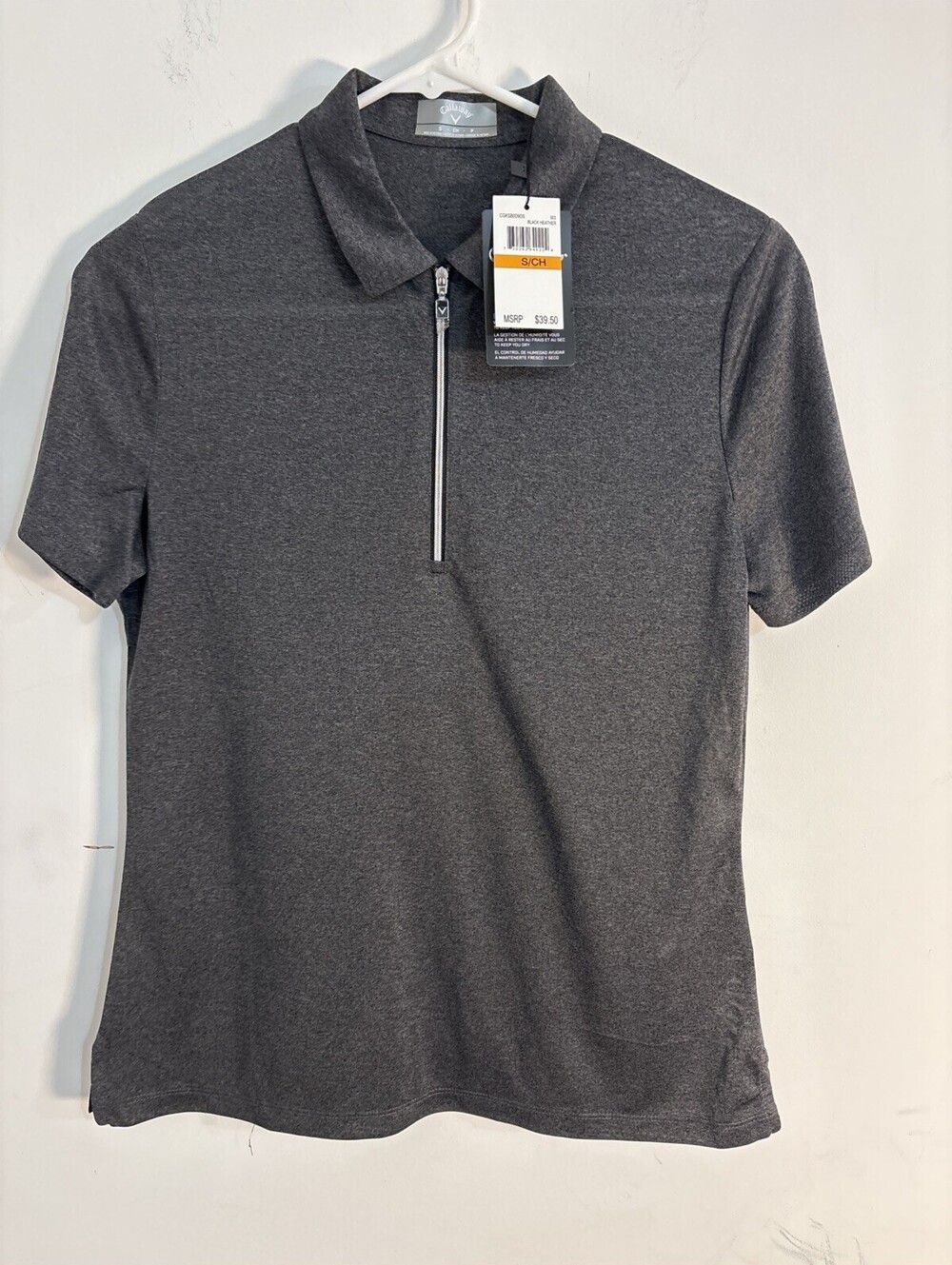 Callaway Opti-Dri Quarter Zip Polo Heather Golf Shirt Gray Heather NWT S